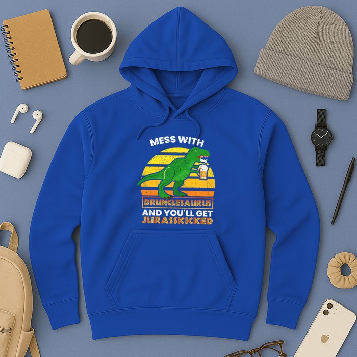 Retro Tgiftrex Druncle Drunclesaurus Slogan Funny Unclesaurus Gift Hoodie