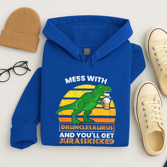 Retro Tgiftrex Druncle Drunclesaurus Slogan Funny Unclesaurus Gift Hoodie