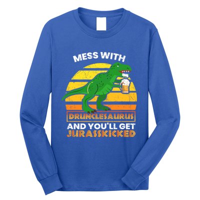 Retro Tgiftrex Druncle Drunclesaurus Slogan Funny Unclesaurus Gift Long Sleeve Shirt