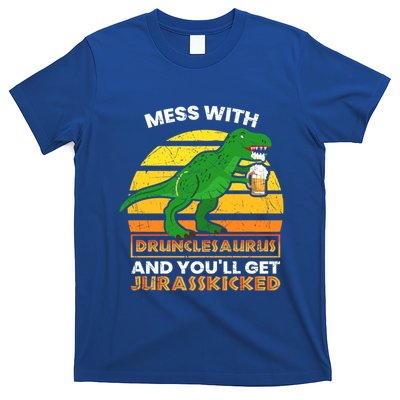 Retro Tgiftrex Druncle Drunclesaurus Slogan Funny Unclesaurus Gift T-Shirt