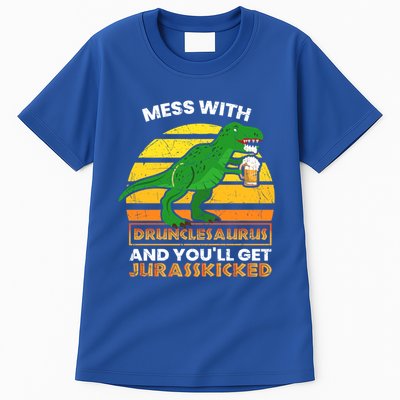 Retro Tgiftrex Druncle Drunclesaurus Slogan Funny Unclesaurus Gift Tall T-Shirt