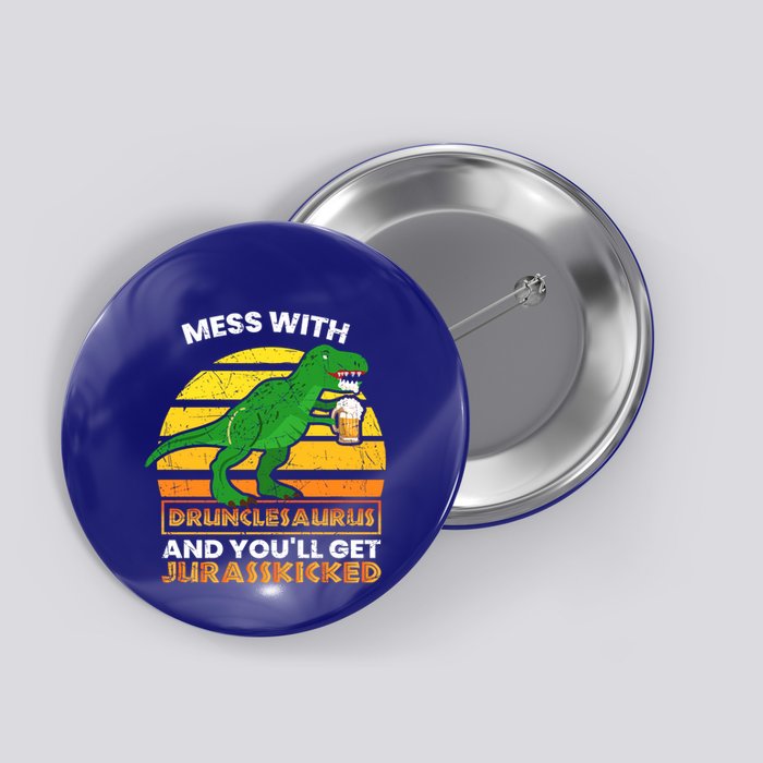 Retro Tgiftrex Druncle Drunclesaurus Slogan Funny Unclesaurus Gift Button