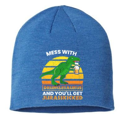 Retro Tgiftrex Druncle Drunclesaurus Slogan Funny Unclesaurus Gift Sustainable Beanie