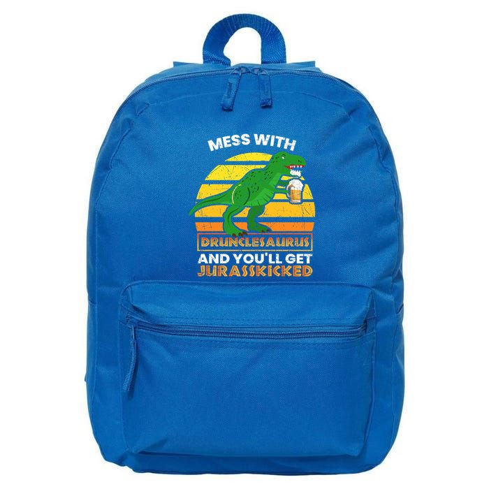 Retro Tgiftrex Druncle Drunclesaurus Slogan Funny Unclesaurus Gift 16 in Basic Backpack