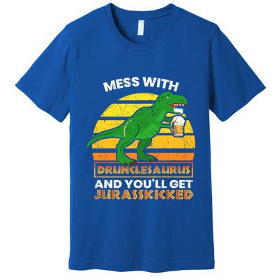 Retro Tgiftrex Druncle Drunclesaurus Slogan Funny Unclesaurus Gift Premium T-Shirt