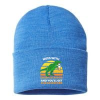 Retro Tgiftrex Druncle Drunclesaurus Slogan Funny Unclesaurus Gift Sustainable Knit Beanie