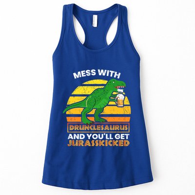 Retro Tgiftrex Druncle Drunclesaurus Slogan Funny Unclesaurus Gift Womens Tank Top