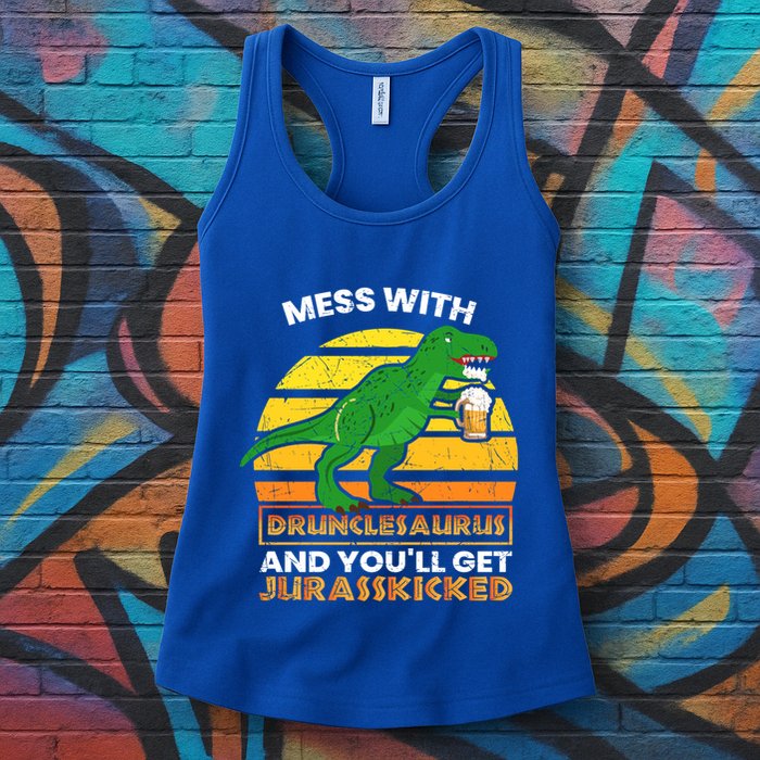 Retro Tgiftrex Druncle Drunclesaurus Slogan Funny Unclesaurus Gift Womens Tank Top