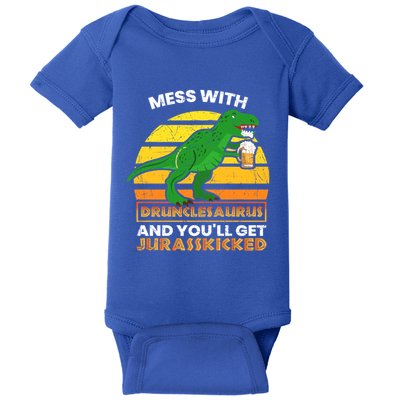 Retro Tgiftrex Druncle Drunclesaurus Slogan Funny Unclesaurus Gift Baby Bodysuit