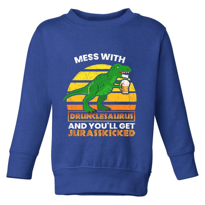 Retro Tgiftrex Druncle Drunclesaurus Slogan Funny Unclesaurus Gift Toddler Sweatshirt