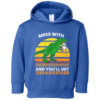 Retro Tgiftrex Druncle Drunclesaurus Slogan Funny Unclesaurus Gift Toddler Hoodie
