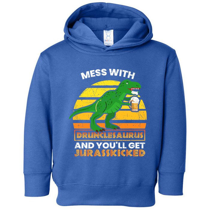 Retro Tgiftrex Druncle Drunclesaurus Slogan Funny Unclesaurus Gift Toddler Hoodie