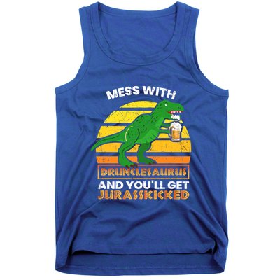Retro Tgiftrex Druncle Drunclesaurus Slogan Funny Unclesaurus Gift Tank Top