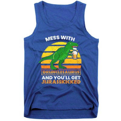 Retro Tgiftrex Druncle Drunclesaurus Slogan Funny Unclesaurus Gift Tank Top