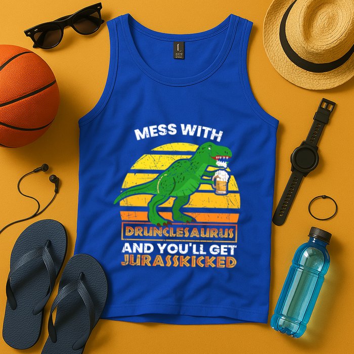 Retro Tgiftrex Druncle Drunclesaurus Slogan Funny Unclesaurus Gift Tank Top
