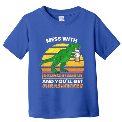 Retro Tgiftrex Druncle Drunclesaurus Slogan Funny Unclesaurus Gift Toddler T-Shirt