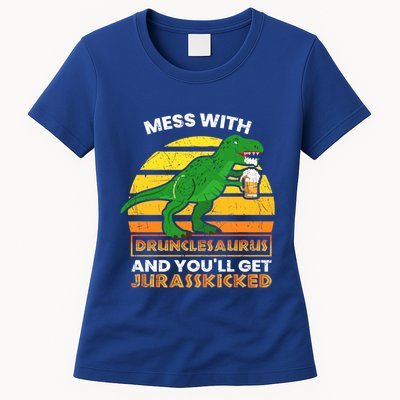 Retro Tgiftrex Druncle Drunclesaurus Slogan Funny Unclesaurus Gift Womens T-Shirt