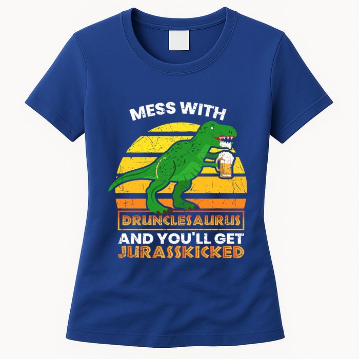 Retro Tgiftrex Druncle Drunclesaurus Slogan Funny Unclesaurus Gift Womens T-Shirt
