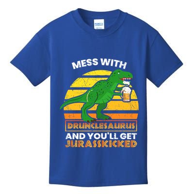 Retro Tgiftrex Druncle Drunclesaurus Slogan Funny Unclesaurus Gift Kids T-Shirt