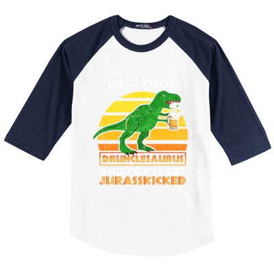 Retro Tgiftrex Druncle Drunclesaurus Slogan Funny Unclesaurus Gift Baseball Sleeve Shirt