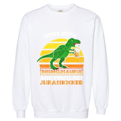Retro Tgiftrex Druncle Drunclesaurus Slogan Funny Unclesaurus Gift Garment-Dyed Sweatshirt