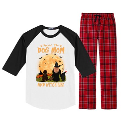 Rocking The Dog Mom And Witch Life Dachshund Halloween Gift Raglan Sleeve Pajama Set