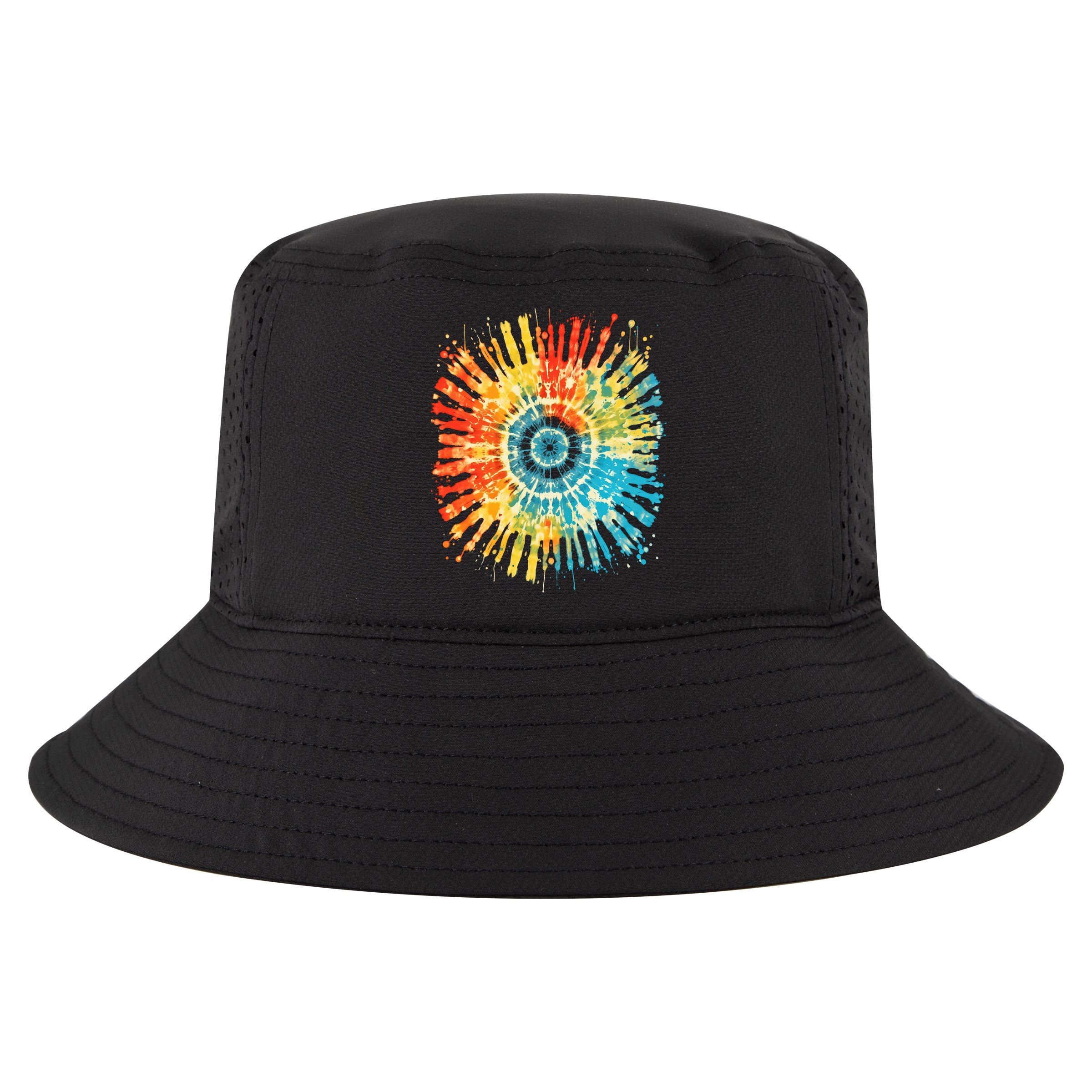 Retro Tie Dye 60s 70s Hippie Aesthetic Graphic Art 100 Cool Comfort Performance Bucket Hat
