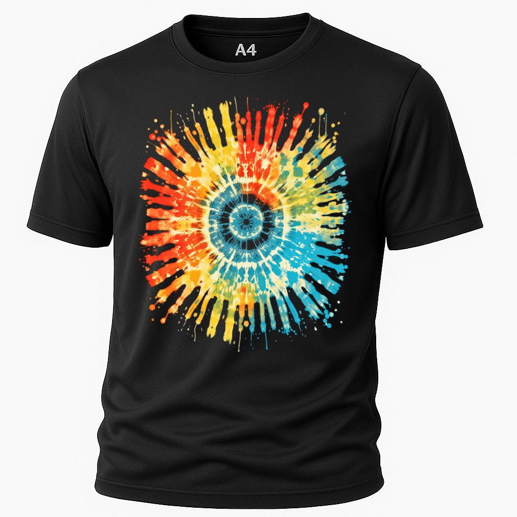 Retro Tie Dye 60s 70s Hippie Aesthetic Graphic Art 100 Cooling Performance Crew T-Shirt