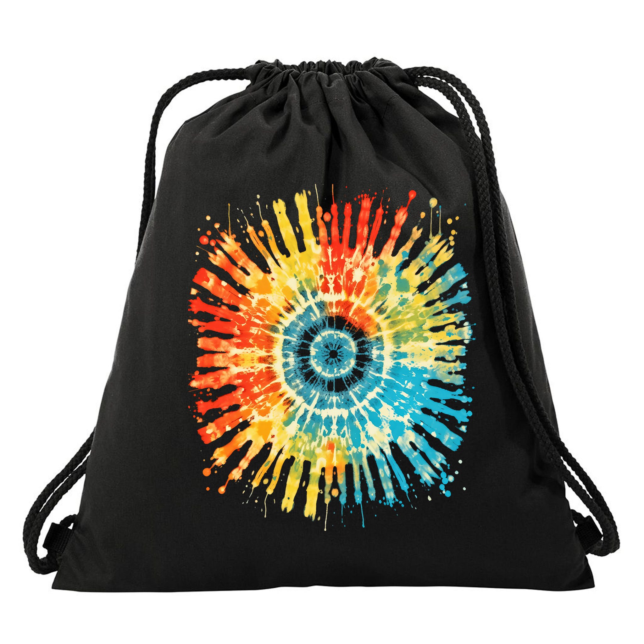Retro Tie Dye 60s 70s Hippie Aesthetic Graphic Art 100 Drawstring Bag