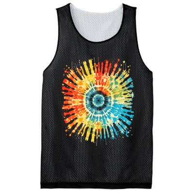 Retro Tie Dye 60s 70s Hippie Aesthetic Graphic Art 100 Mesh Reversible Basketball Jersey Tank