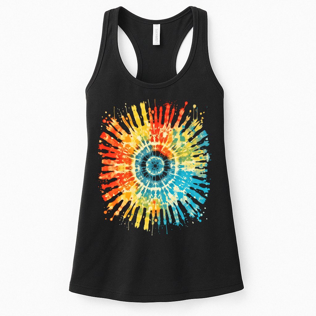 Retro Tie Dye 60s 70s Hippie Aesthetic Graphic Art 100 Womens Tank Top
