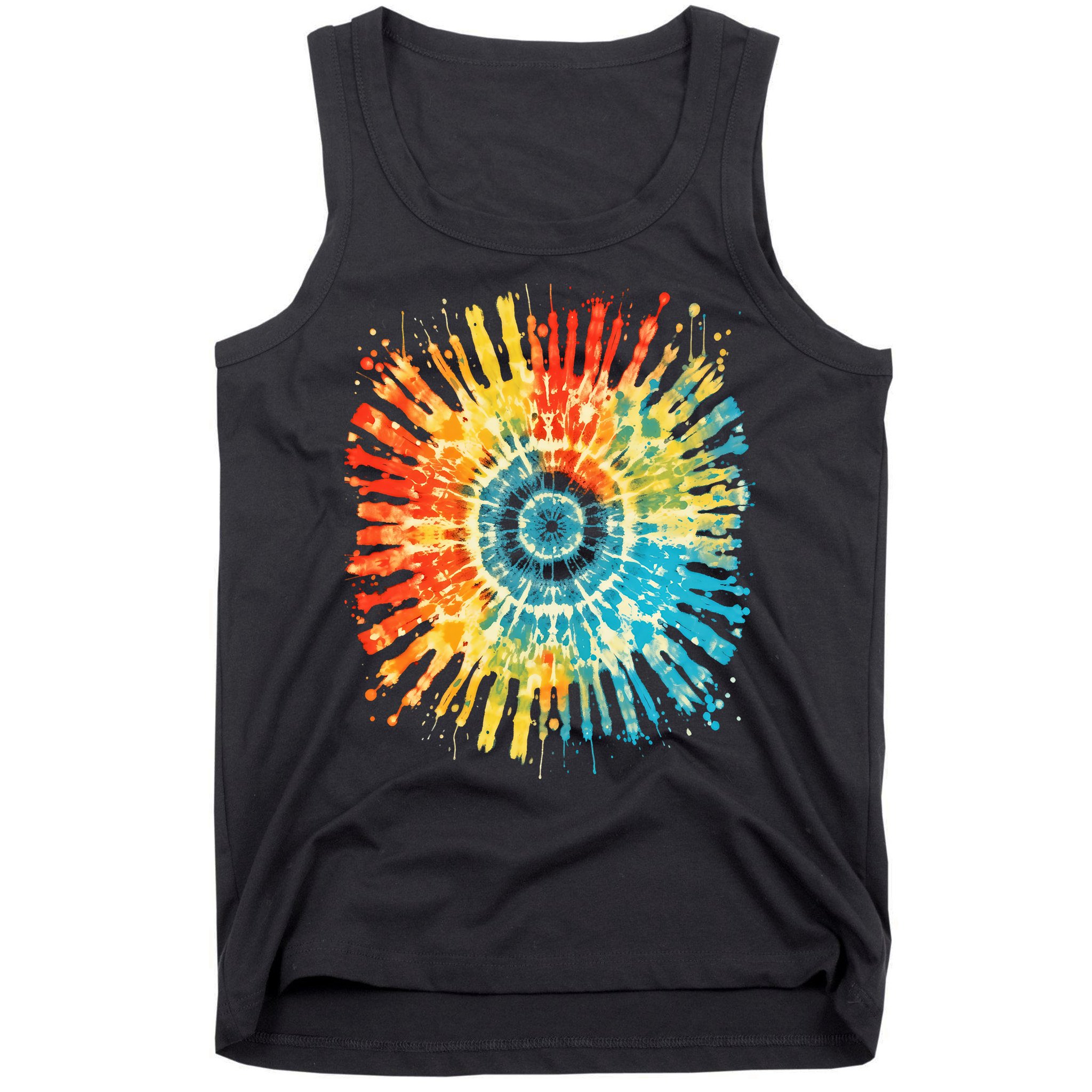 Retro Tie Dye 60s 70s Hippie Aesthetic Graphic Art 100 Tank Top