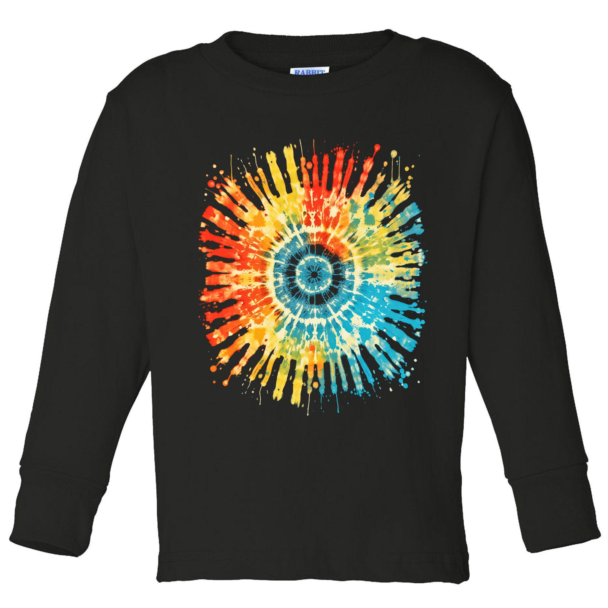 Retro Tie Dye 60s 70s Hippie Aesthetic Graphic Art 100 Toddler Long Sleeve Shirt