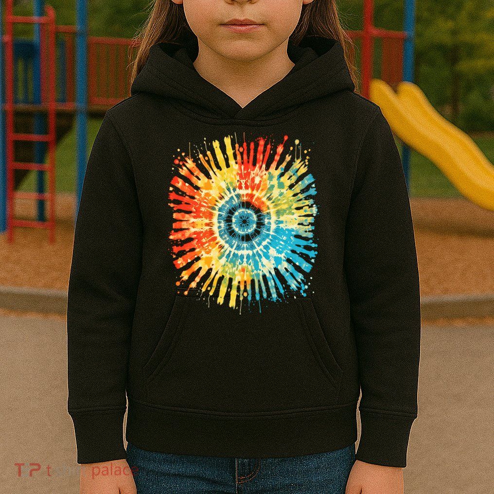 Retro Tie Dye 60s 70s Hippie Aesthetic Graphic Art 100 Kids Hoodie