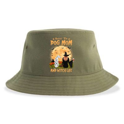 Rocking The Dog Mom And Witch Life Dalmatian Halloween Gift Sustainable Bucket Hat