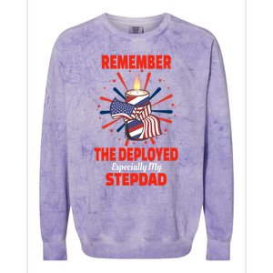 Remember The Deployed Stepdad Design Gift Colorblast Crewneck Sweatshirt