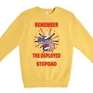 Remember The Deployed Stepdad Design Gift Premium Crewneck Sweatshirt