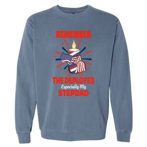 Remember The Deployed Stepdad Design Gift Garment-Dyed Sweatshirt