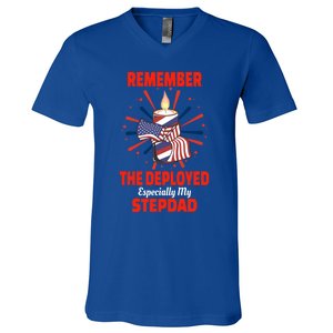 Remember The Deployed Stepdad Design Gift V-Neck T-Shirt