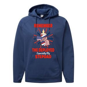 Remember The Deployed Stepdad Design Gift Performance Fleece Hoodie