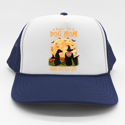 Rocking The Dog Mom And Witch Life Dobern Halloween Meaningful Gift Trucker Hat