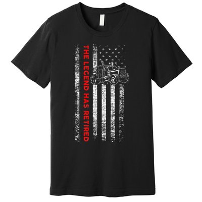 Retired Truck Driver Patriotic Trucker American Flag Premium T-Shirt