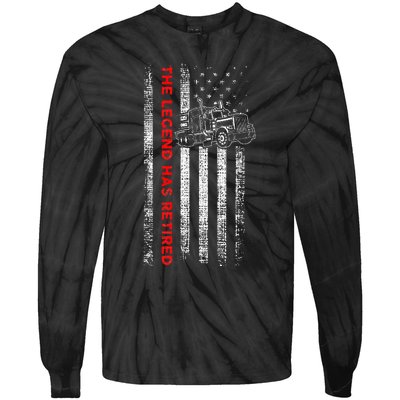 Retired Truck Driver Patriotic Trucker American Flag Tie-Dye Long Sleeve Shirt