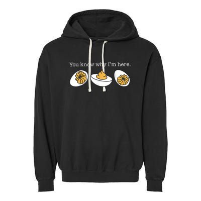 Retro Thanksgiving Dinner You Know Why IM Here Deviled Egg Garment-Dyed Fleece Hoodie