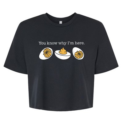 Retro Thanksgiving Dinner You Know Why IM Here Deviled Egg Bella+Canvas Jersey Crop Tee