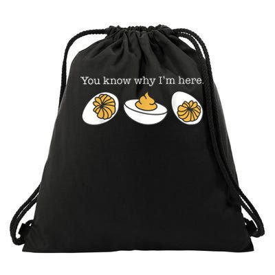 Retro Thanksgiving Dinner You Know Why IM Here Deviled Egg Drawstring Bag