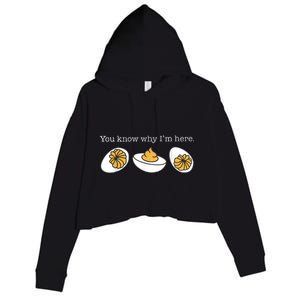 Retro Thanksgiving Dinner You Know Why IM Here Deviled Egg Crop Fleece Hoodie