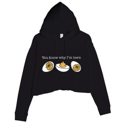 Retro Thanksgiving Dinner You Know Why IM Here Deviled Egg Crop Fleece Hoodie