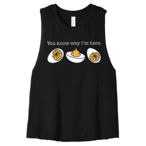 Retro Thanksgiving Dinner You Know Why IM Here Deviled Egg Women's Racerback Cropped Tank