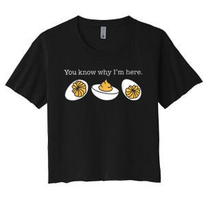 Retro Thanksgiving Dinner You Know Why IM Here Deviled Egg Women's Crop Top Tee